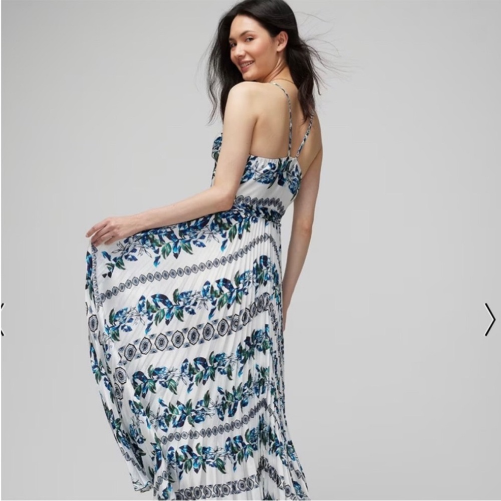 White House Black Market Blue and Green Patterned Maxi Dress - Picture 12 of 13